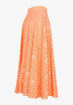 MSGM Flared Midi Skirt Orange -Evening Dresses Popular Store 01022023 136