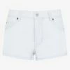 Miu Miu Logo Denim Shorts Blue