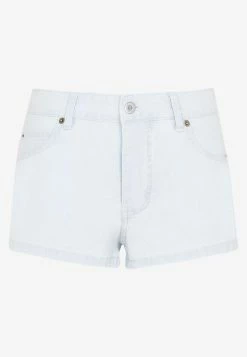 Miu Miu Logo Denim Shorts Blue