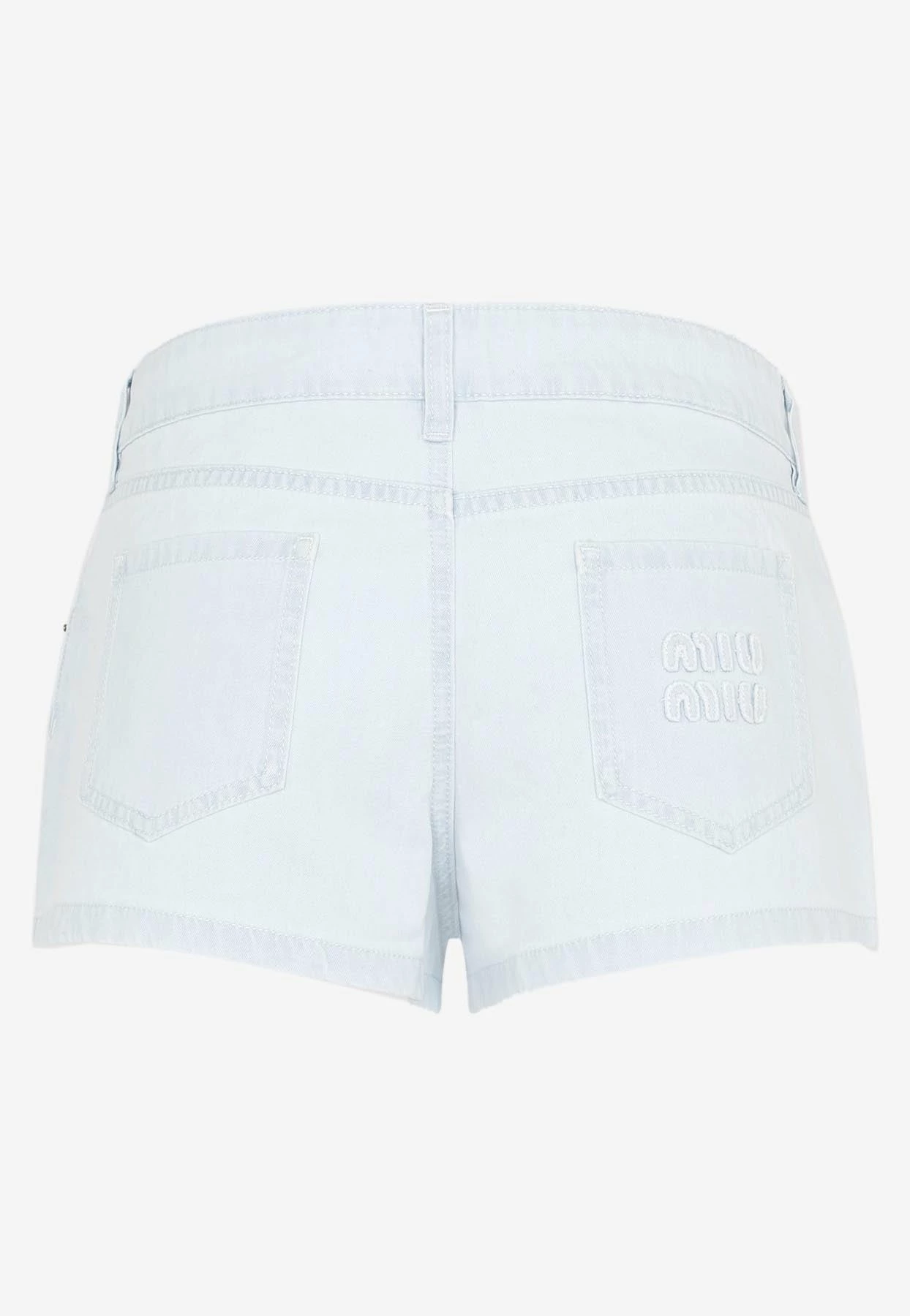 Miu Miu Logo Denim Shorts Blue 2 Miu Miu Logo Denim Shorts Blue - Image 2