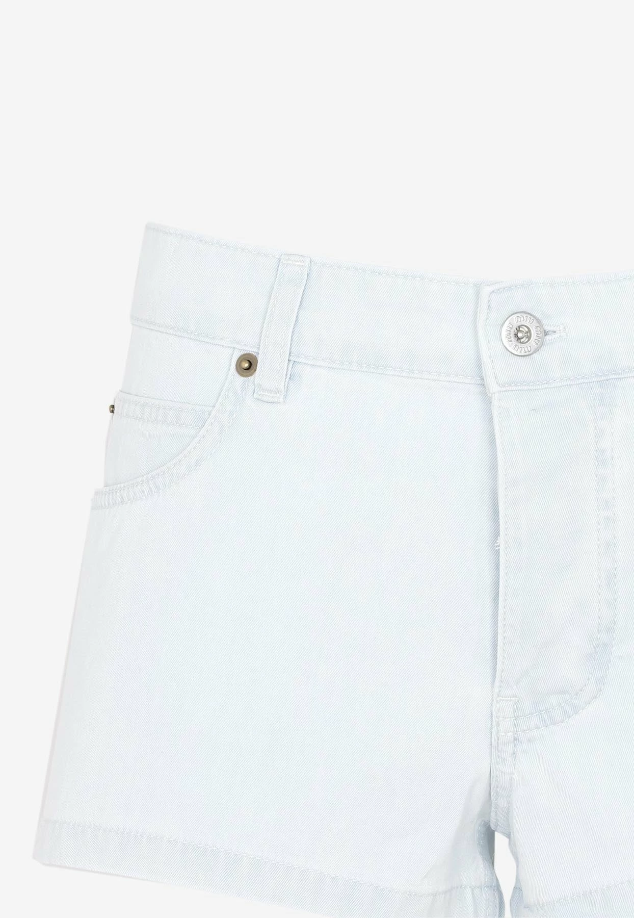 Miu Miu Logo Denim Shorts Blue 3 Miu Miu Logo Denim Shorts Blue - Image 3