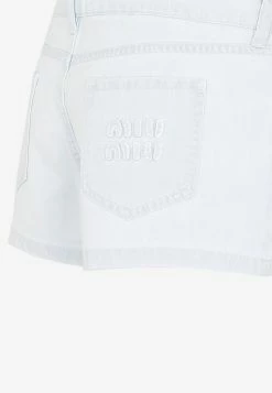 Miu Miu Logo Denim Shorts Blue 7 Miu Miu Logo Denim Shorts Blue -Evening Dresses Popular Store 01022023 149