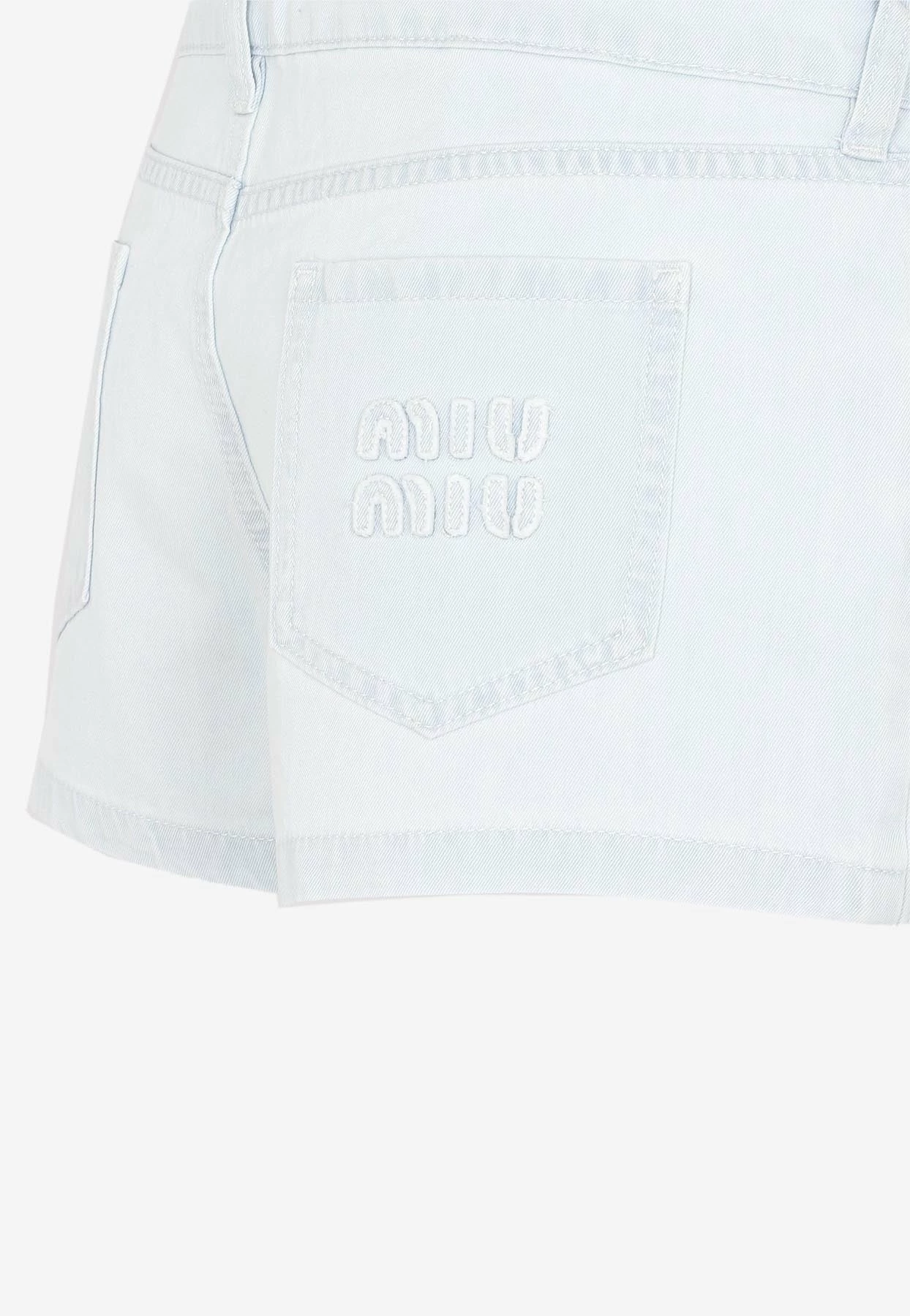 Miu Miu Logo Denim Shorts Blue 4 Miu Miu Logo Denim Shorts Blue - Image 4