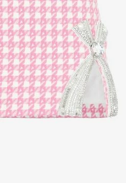 Area Crystal Bow Houndstooth Mini Skirt Pink -Evening Dresses Popular Store 01022023 179