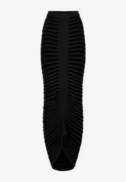 Alaïa 3D Velvet Maxi Skirt Black