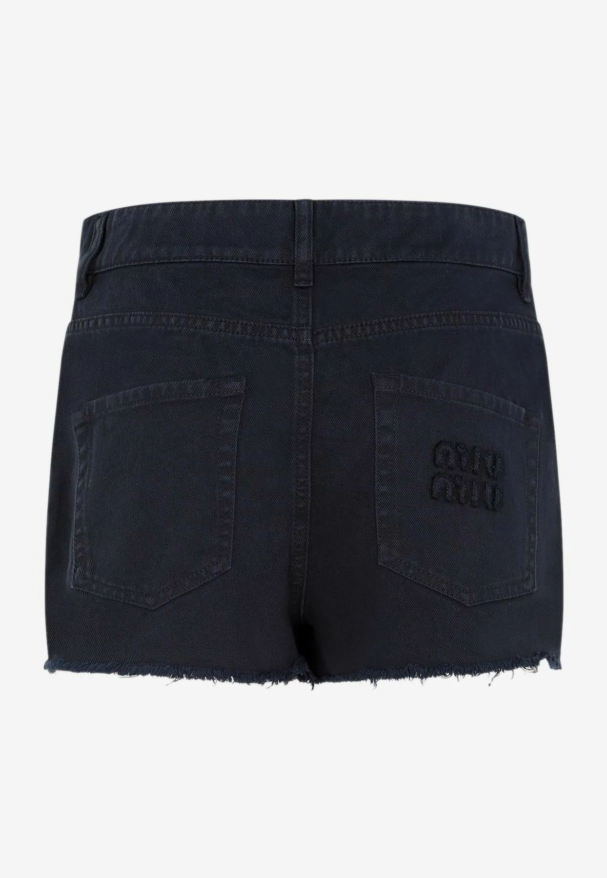 Miu Miu Mini Denim Shorts Navy 2 Miu Miu Mini Denim Shorts Navy - Image 2