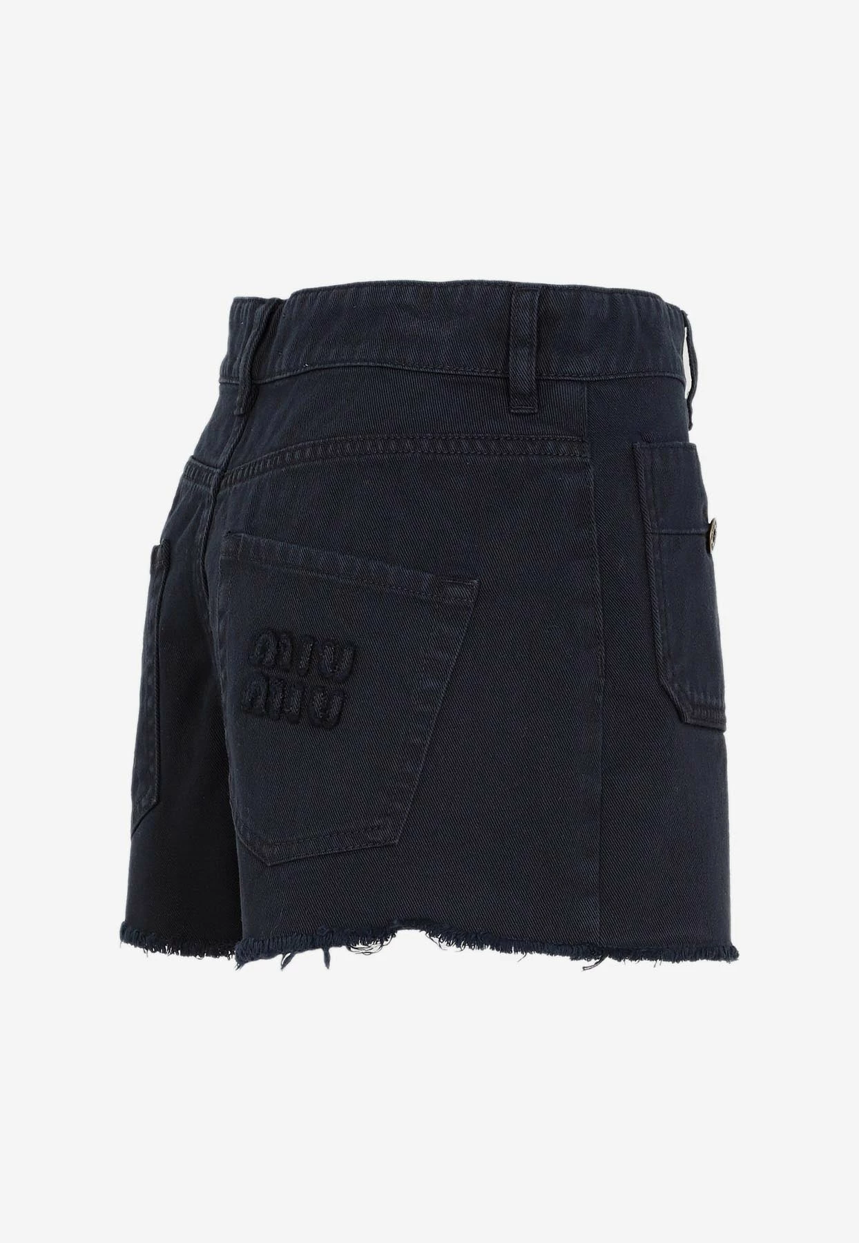 Miu Miu Mini Denim Shorts Navy 3 Miu Miu Mini Denim Shorts Navy - Image 3