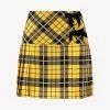 Alessandra Rich Tartan-Print Mini Skirt In Silk Yellow