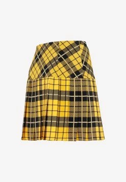 Alessandra Rich Tartan-Print Mini Skirt In Silk Yellow 6 Alessandra Rich Tartan-Print Mini Skirt In Silk Yellow -Evening Dresses Popular Store 01122022 144