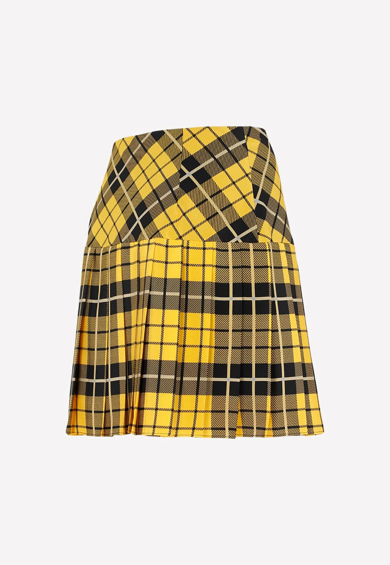 Alessandra Rich Tartan-Print Mini Skirt In Silk Yellow 3 Alessandra Rich Tartan-Print Mini Skirt In Silk Yellow - Image 3