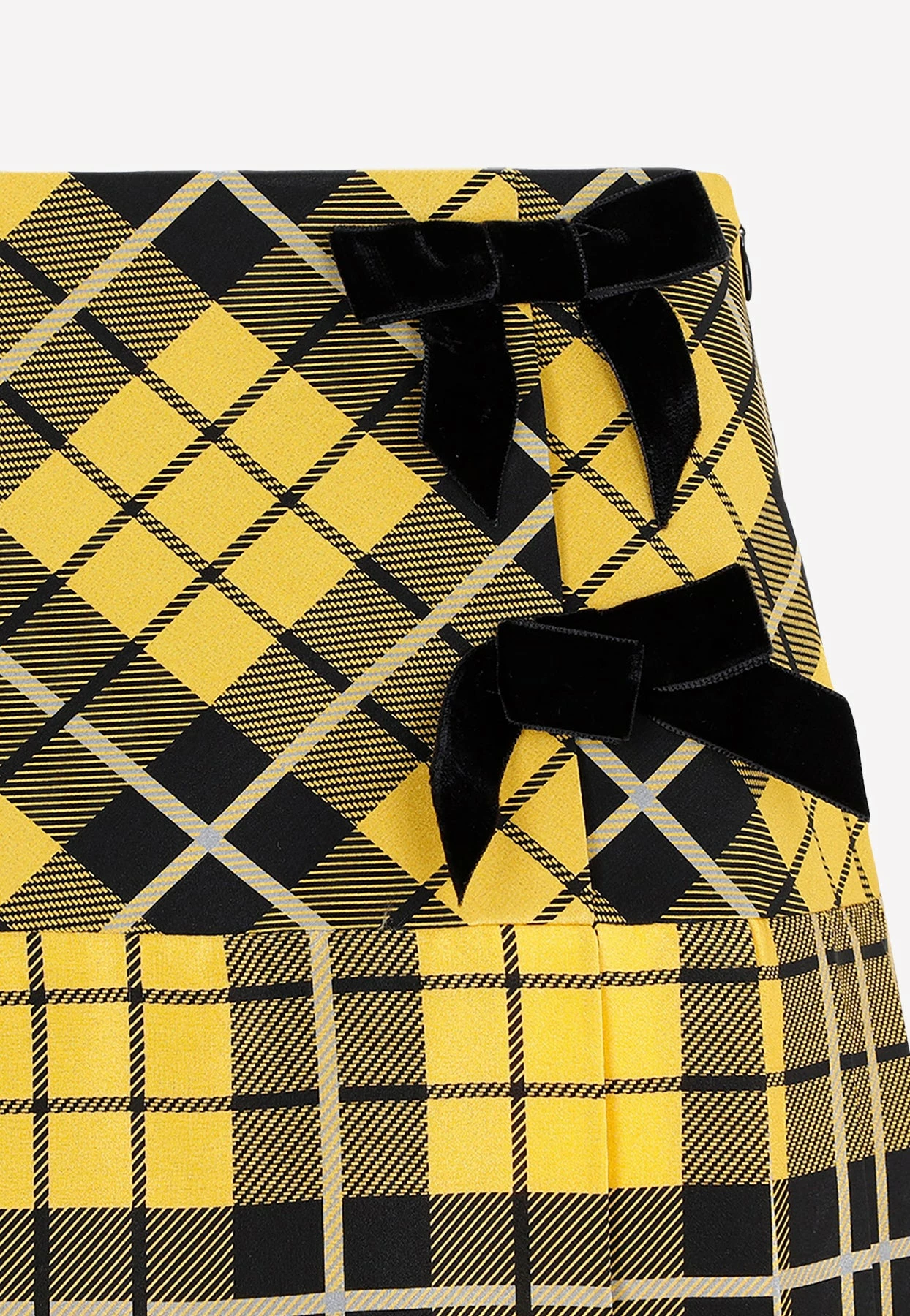 Alessandra Rich Tartan-Print Mini Skirt In Silk Yellow 4 Alessandra Rich Tartan-Print Mini Skirt In Silk Yellow - Image 4