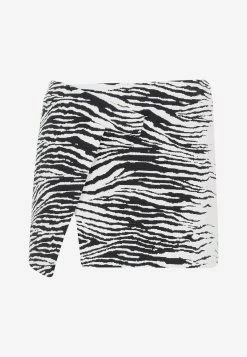 The Attico Cloe Animal Print Mini Skirt Monochrome