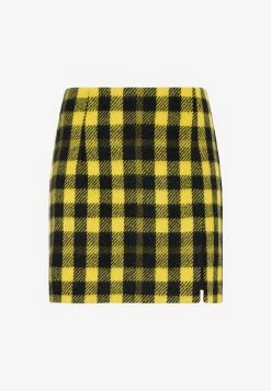 Alessandra Rich Vichy Tweed Mini Skirt Yellow