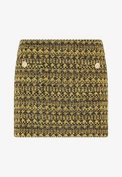 Alessandra Rich Vichy Tweed Mini Skirt Yellow