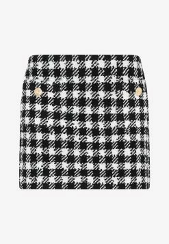 Alessandra Rich Vichy Tweed Mini Skirt Monochrome