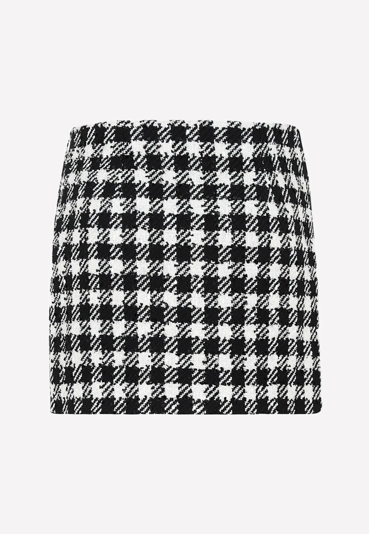 Alessandra Rich Vichy Tweed Mini Skirt Monochrome 2 Alessandra Rich Vichy Tweed Mini Skirt Monochrome - Image 2