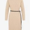Peserico Knitted Wool Cable Long-Sleeved Midi Dress Nude