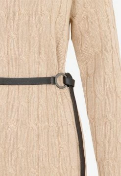 Peserico Knitted Wool Cable Long-Sleeved Midi Dress Nude -Evening Dresses Popular Store 02082022 115
