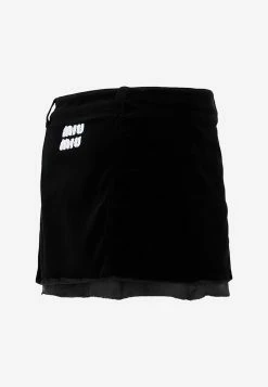 Miu Miu Velvet Logo Mini Skirt Black -Evening Dresses Popular Store 02122022 063