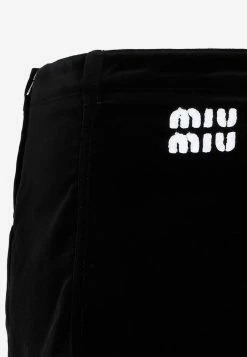 Miu Miu Velvet Logo Mini Skirt Black -Evening Dresses Popular Store 02122022 064