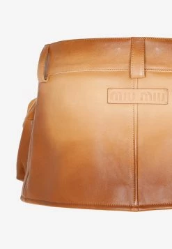 Miu Miu Mini Leather Skirt Brown -Evening Dresses Popular Store 03022023 128