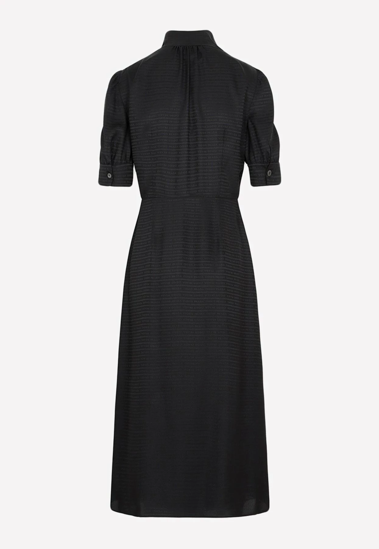 Prada Jacquard Silk Midi Dress With Scarf Detail Black 2 Prada Jacquard Silk Midi Dress With Scarf Detail Black - Image 2