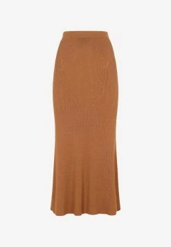 Gabriela Hearst Epper Ribbed Knit Midi Skirt Brown