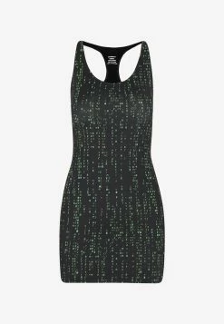 Vetements Code Print Open-Back Mini Dress Black
