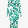 Etro Floral Print Midi Shirt Dress Green