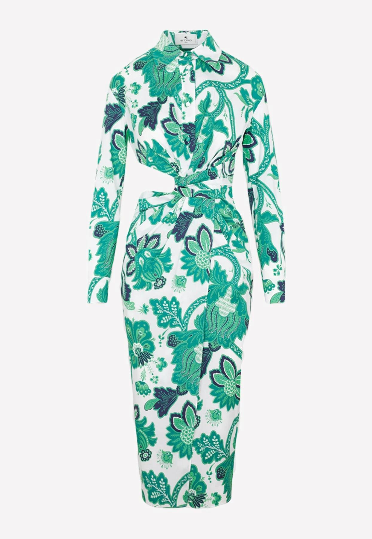 Etro Floral Print Midi Shirt Dress Green 1 Etro Floral Print Midi Shirt Dress Green