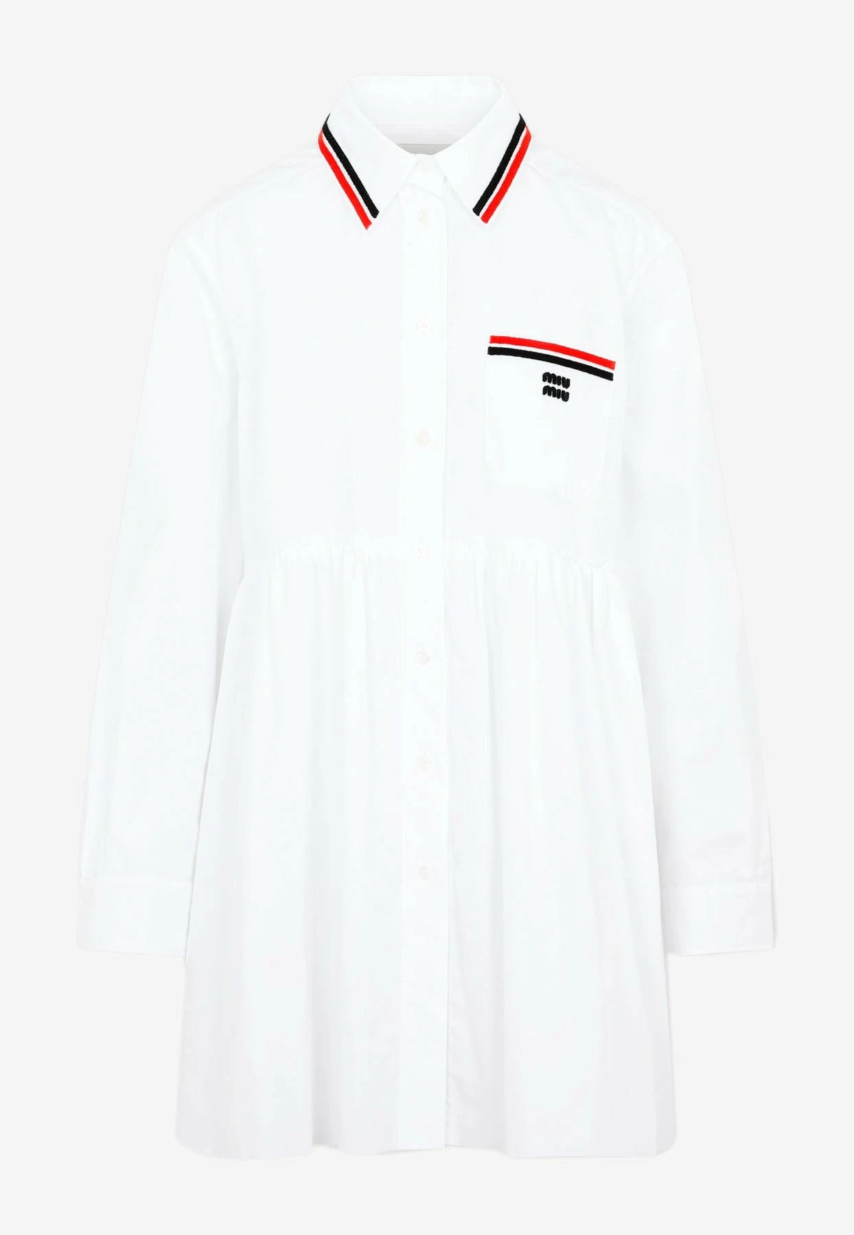 Miu Miu Logo Embroidery Shirt Dress White 1 Miu Miu Logo Embroidery Shirt Dress White