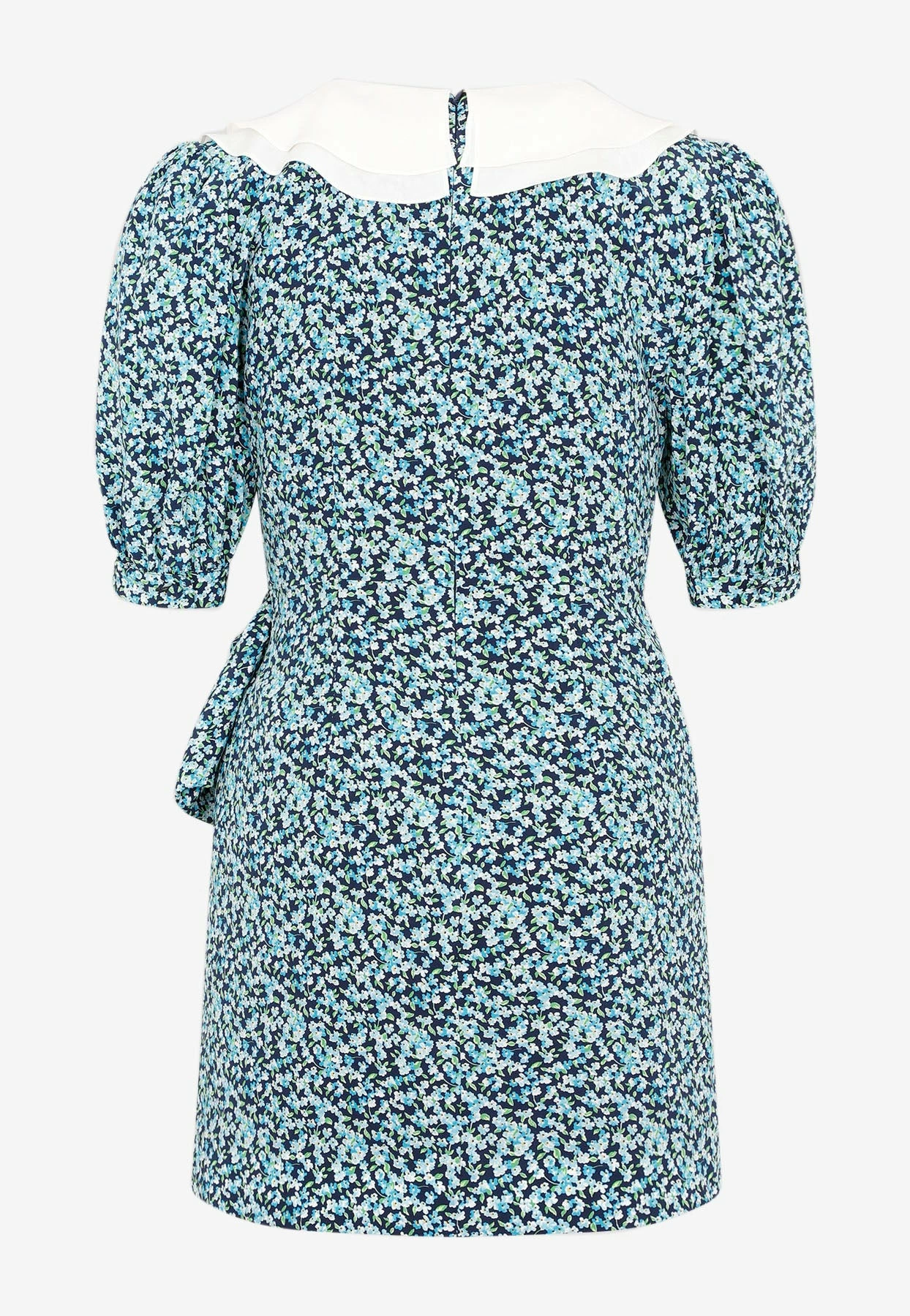 Alessandra Rich Floral Print Mini Dress In Silk Navy 2 Alessandra Rich Floral Print Mini Dress In Silk Navy - Image 2