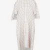 Maison Margiela Checked Midi Dress With Asymmetrical Sleeves Ecru