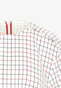 Maison Margiela Checked Midi Dress With Asymmetrical Sleeves Ecru 5 Maison Margiela Checked Midi Dress With Asymmetrical Sleeves Ecru -Evening Dresses Popular Store 04082022 031