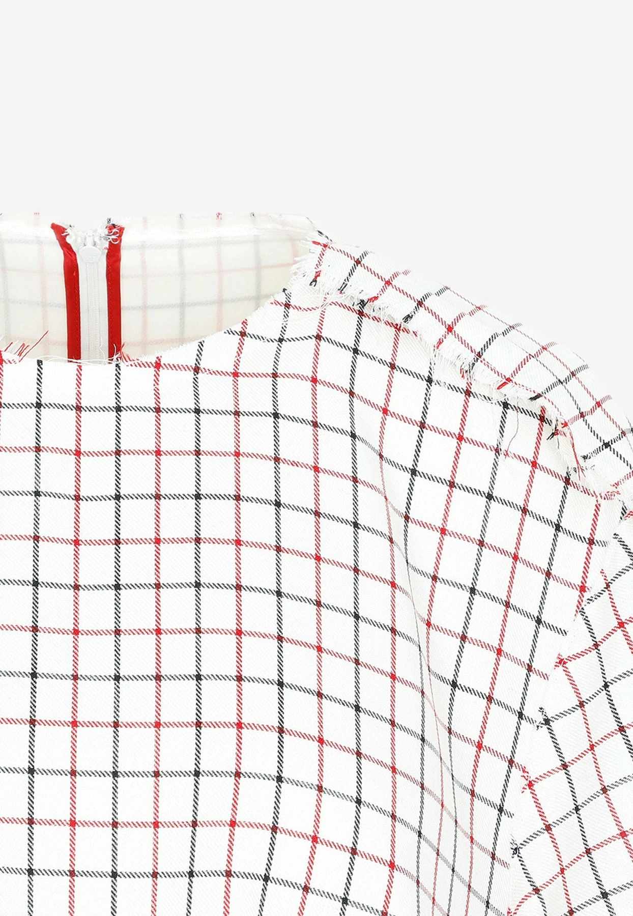 Maison Margiela Checked Midi Dress With Asymmetrical Sleeves Ecru 3 Maison Margiela Checked Midi Dress With Asymmetrical Sleeves Ecru - Image 3