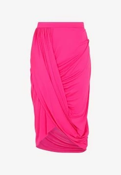 Dries Van Noten Draped Midi Skirt Fuchsia