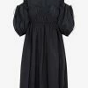 Cecilie Bahnsen Daniella Ruched Dress In Taffeta Black