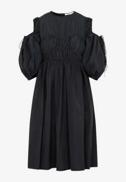 Cecilie Bahnsen Daniella Ruched Dress In Taffeta Black