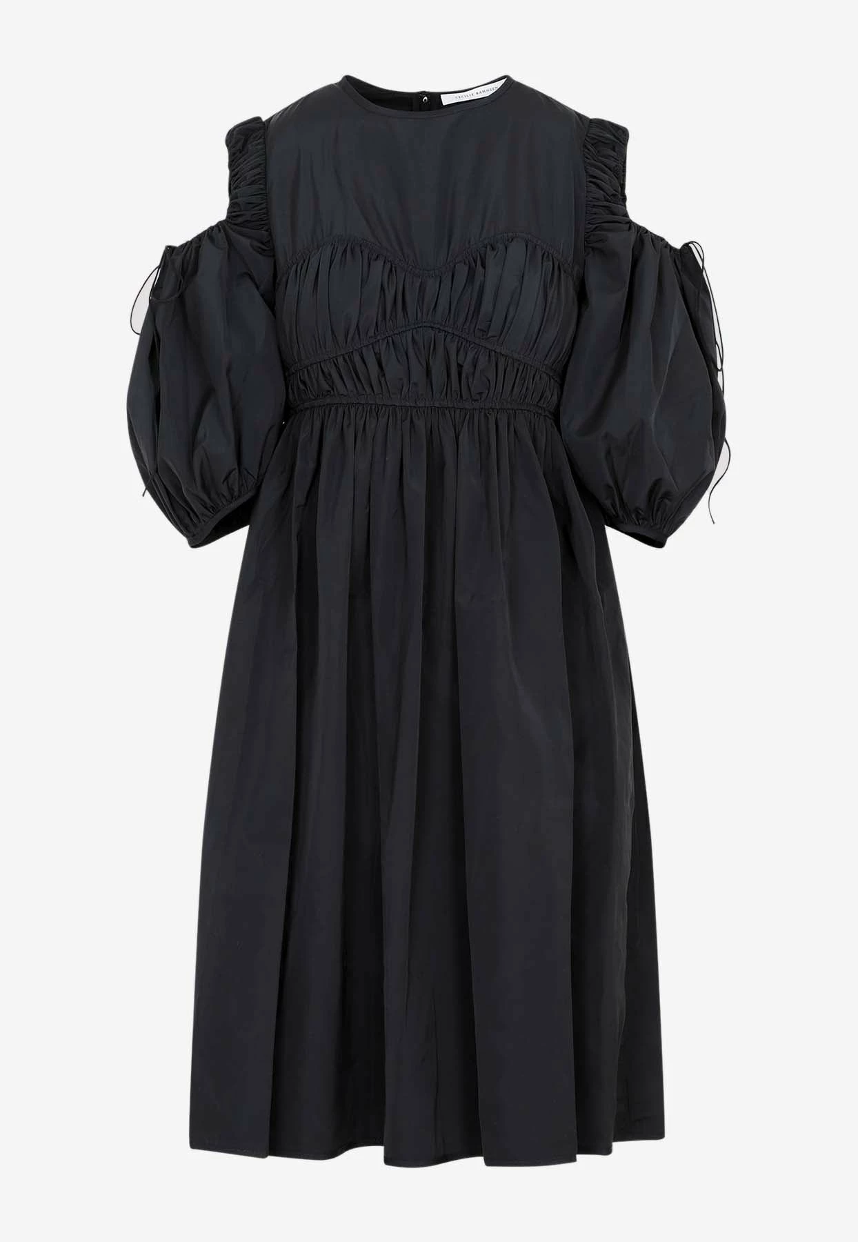 Cecilie Bahnsen Daniella Ruched Dress In Taffeta Black 1 Cecilie Bahnsen Daniella Ruched Dress In Taffeta Black