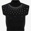 Alessandra Rich Sleeveless Crystal-Embellished Top Black