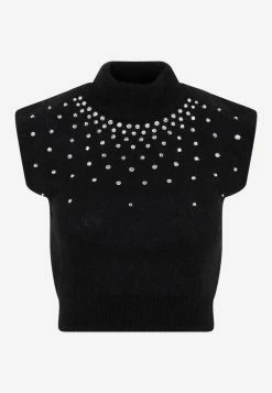 Alessandra Rich Sleeveless Crystal-Embellished Top Black