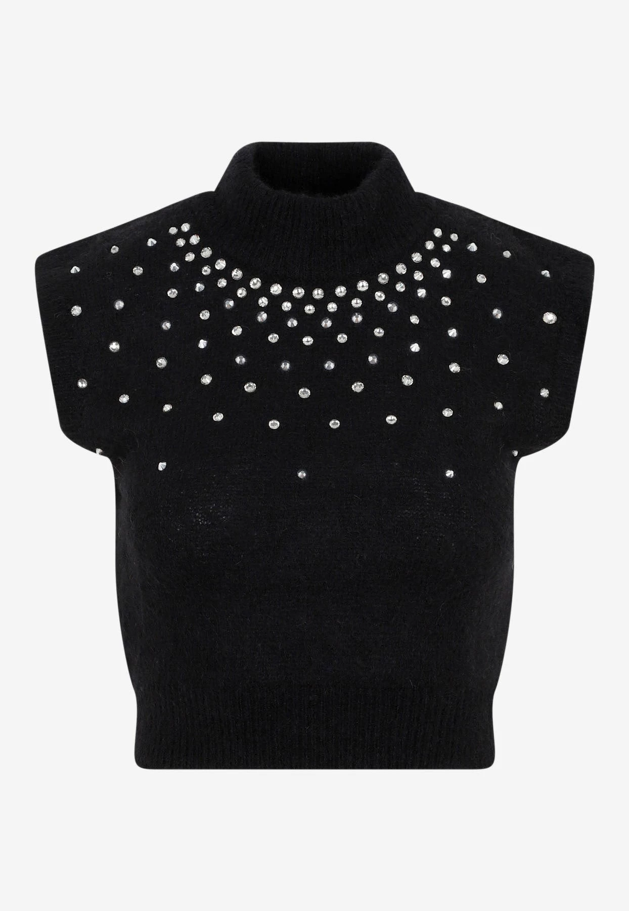 Alessandra Rich Sleeveless Crystal-Embellished Top Black 1 Alessandra Rich Sleeveless Crystal-Embellished Top Black