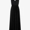 Fabiana Filippi Pleated V-neck Sleeveless Maxi Dress Black