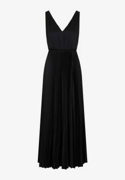 Fabiana Filippi Pleated V-neck Sleeveless Maxi Dress Black