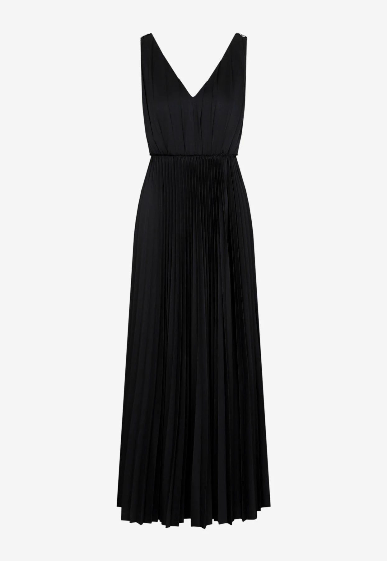 Fabiana Filippi Pleated V-neck Sleeveless Maxi Dress Black 1 Fabiana Filippi Pleated V-neck Sleeveless Maxi Dress Black