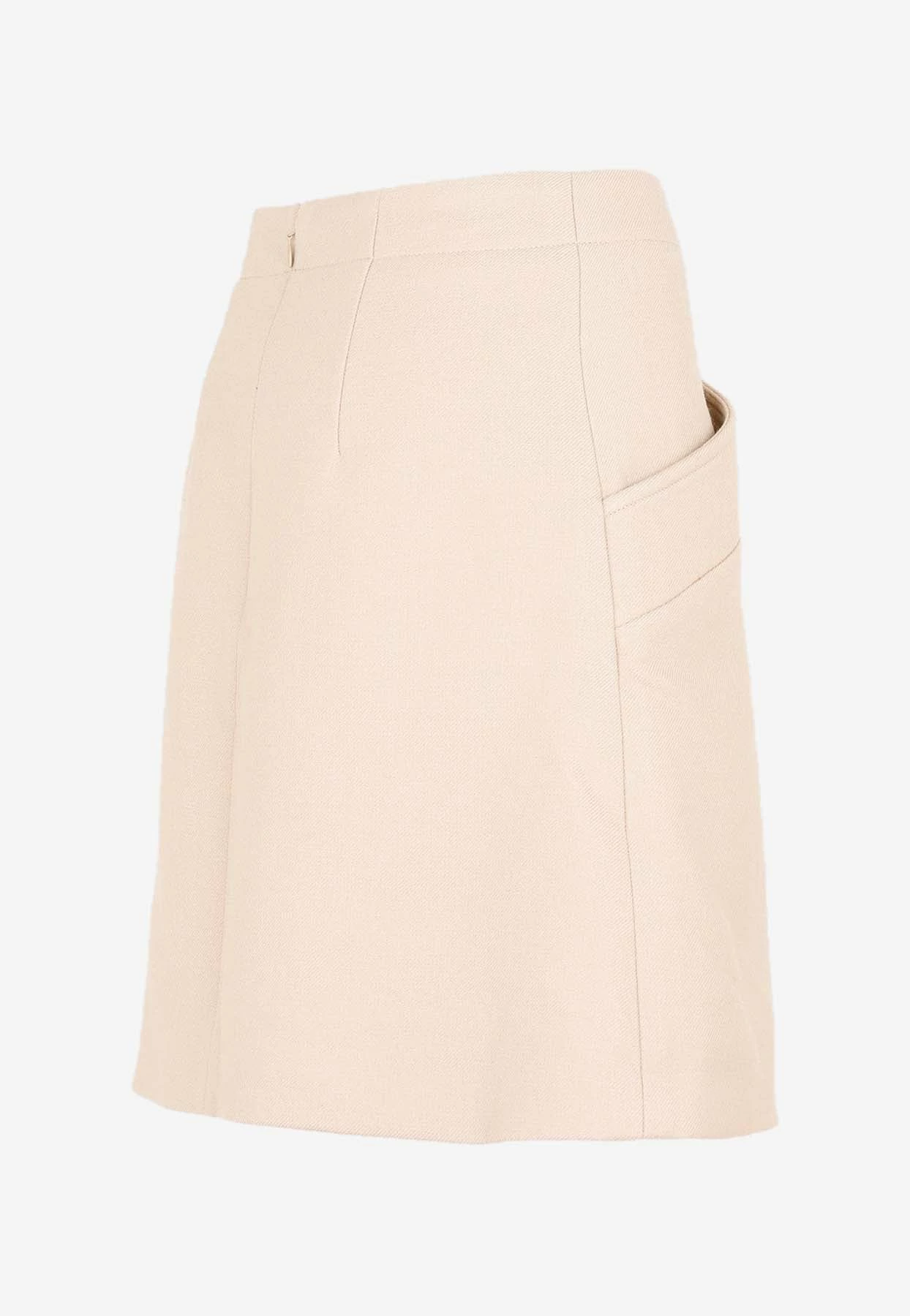 Chloé Wool Mini Skirt Nude 3 Chloé Wool Mini Skirt Nude - Image 3