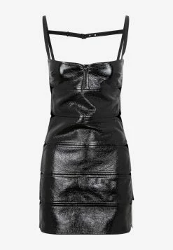 Courrèges Diamond Cut-Out Vinyl Mini Dress Black