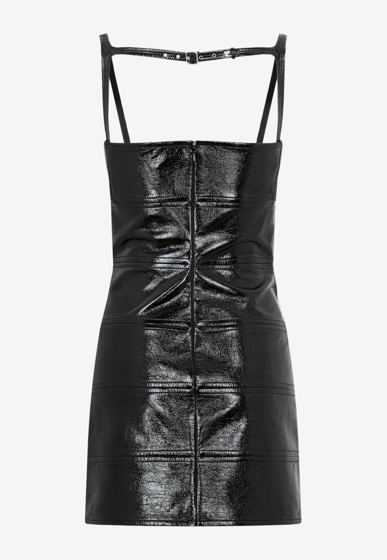 Courrèges Diamond Cut-Out Vinyl Mini Dress Black 2 Courrèges Diamond Cut-Out Vinyl Mini Dress Black - Image 2