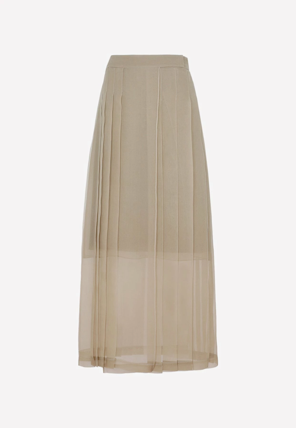 Brunello Cucinelli Crispy Silk Paneled Maxi Skirt Nude 1 Brunello Cucinelli Crispy Silk Paneled Maxi Skirt Nude