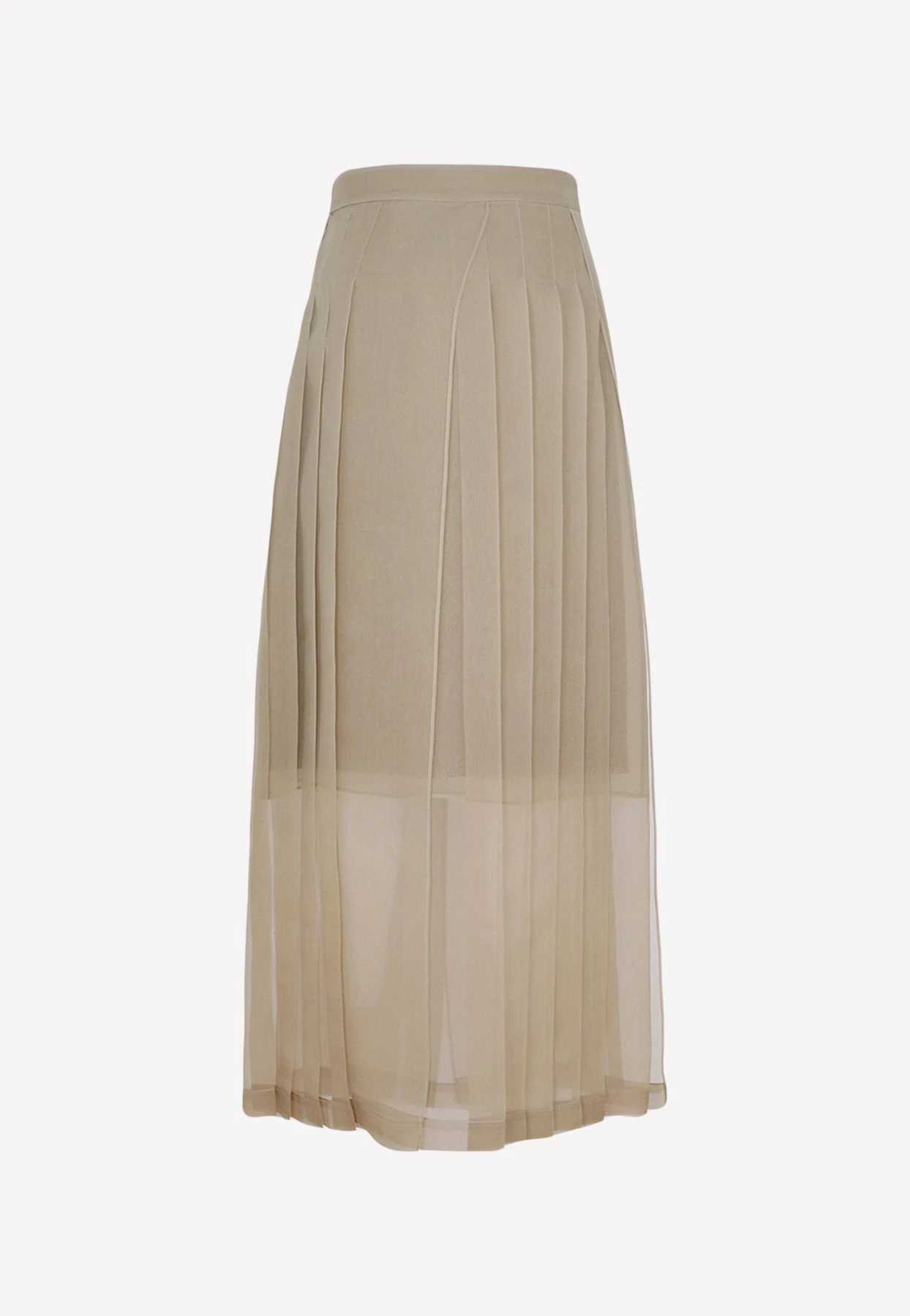 Brunello Cucinelli Crispy Silk Paneled Maxi Skirt Nude 2 Brunello Cucinelli Crispy Silk Paneled Maxi Skirt Nude - Image 2